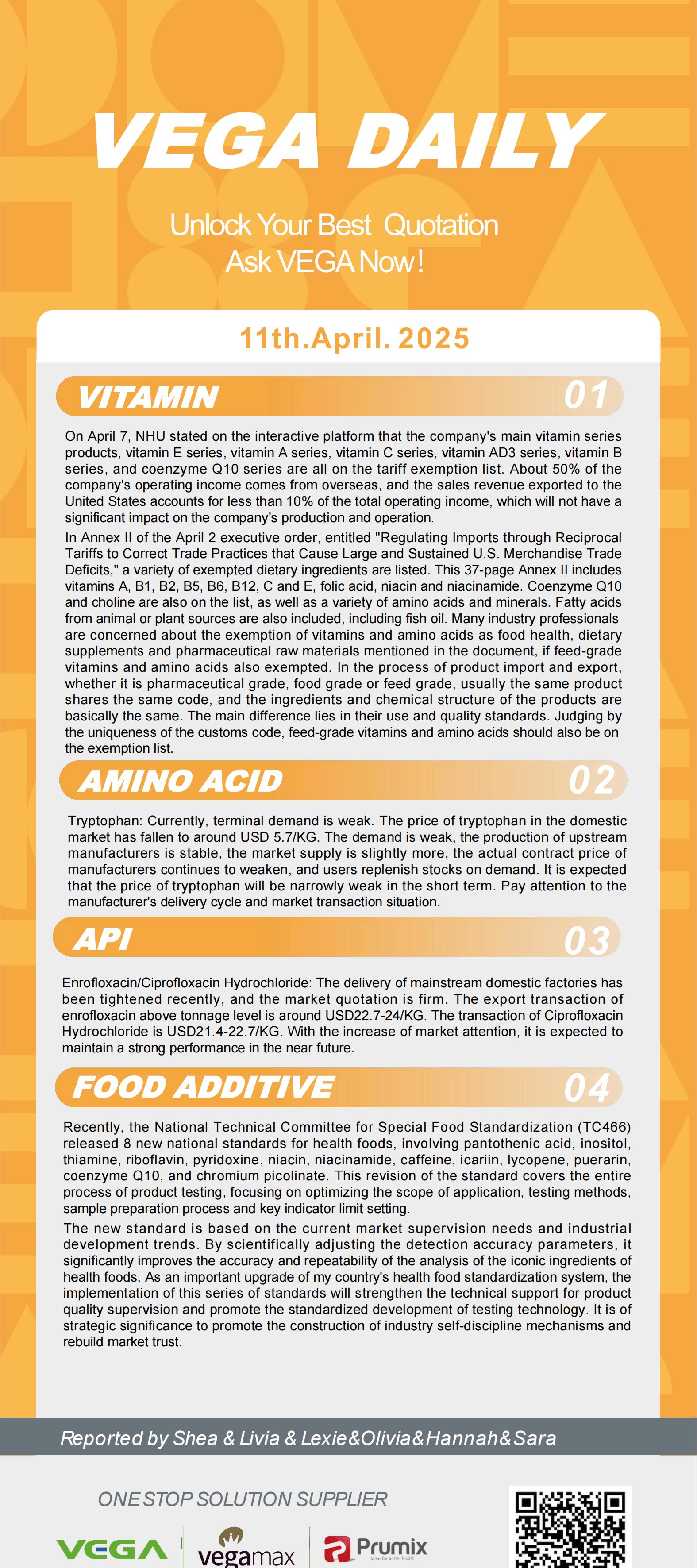 Vega Daily Dated on Apr 11th 2025 Vitamin Amino Acid APl Food Additives.jpeg